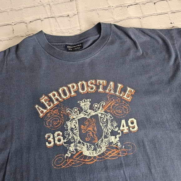 Vintage Aeropostale Mens XL Crewneck T-Shirt Blue Short Sleeve 100%‎ Cotton - Picture 1 of 11